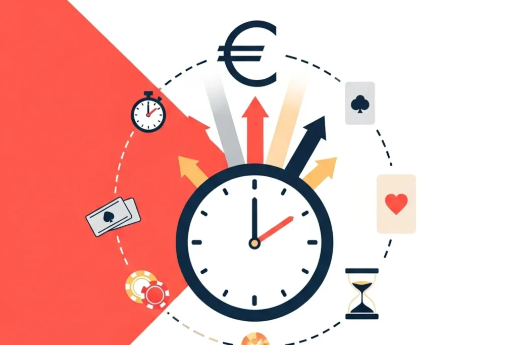 Ilustración editorial: Casino con retiro en 1 hora: lo que hace falta para cobrar en 60 minutos