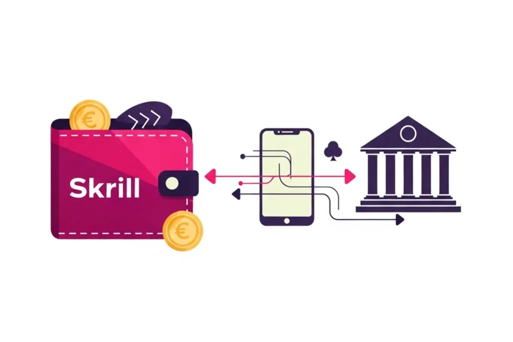 Ilustración editorial: Casinos con Skrill en España: depósito y retirada con cartera electrónica